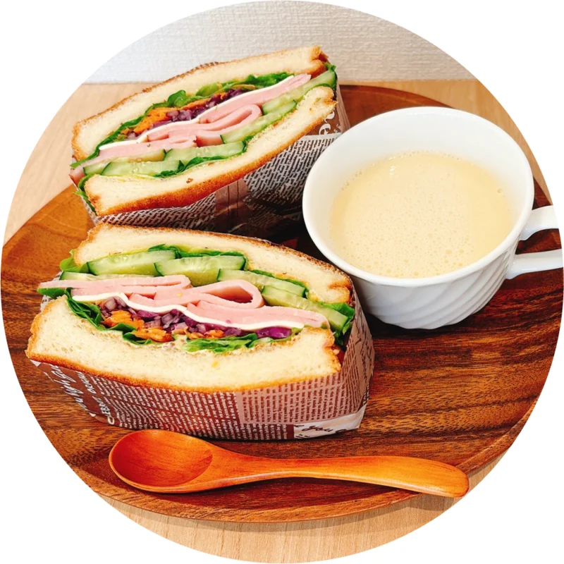 ハムベジサンド+スープセット